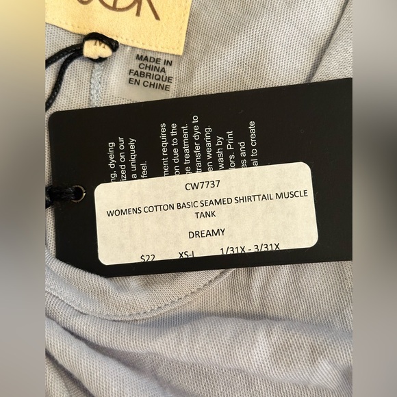 NWT sz M Chaser light blue sleeveless tank shirttail scoop neck soft - Picture 7 of 7